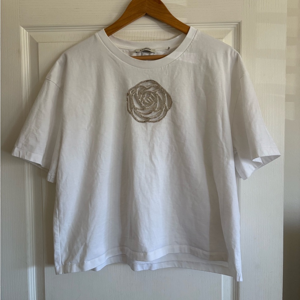 Sandro Crystal-embellished Rose T-shirt
